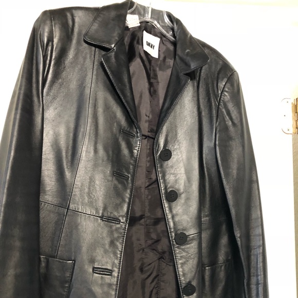 dkny leather blazer
